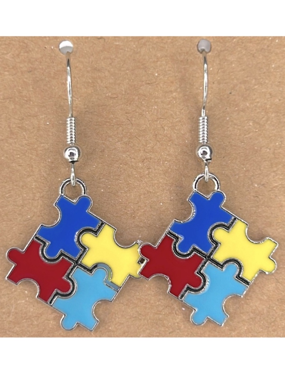 Autism Awareness Puzzle Dangle Charm Earrings Fashion Jewelry
